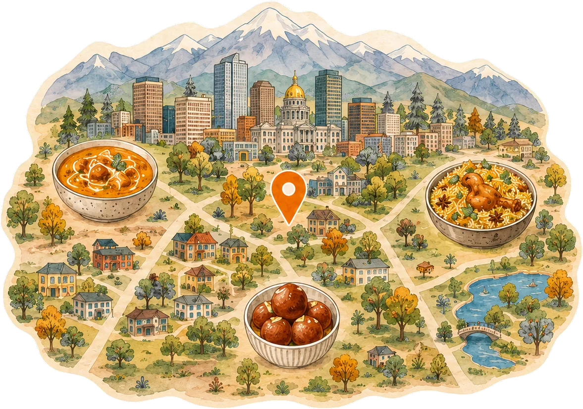 Denver catering service map illustration