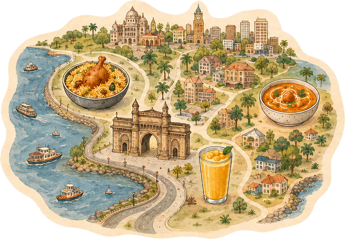 Mumbai catering service map illustration
