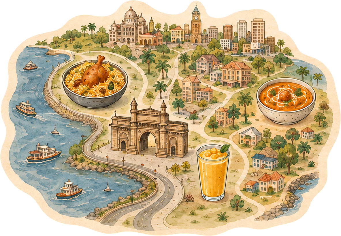 Mumbai catering service map illustration