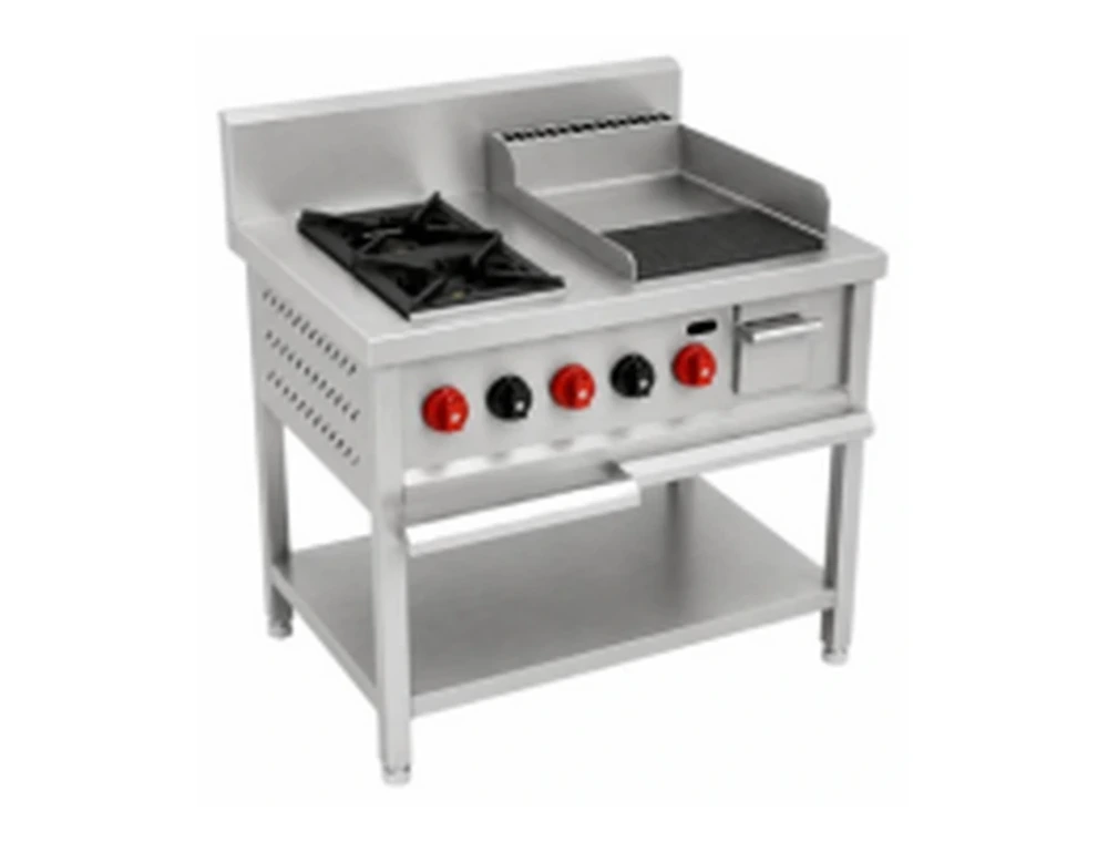 Two burner continental range with hot plate
