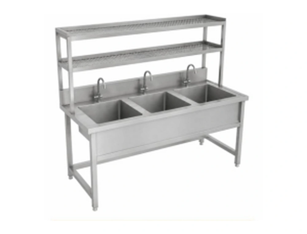 Commercial stainless-steel three sink unit