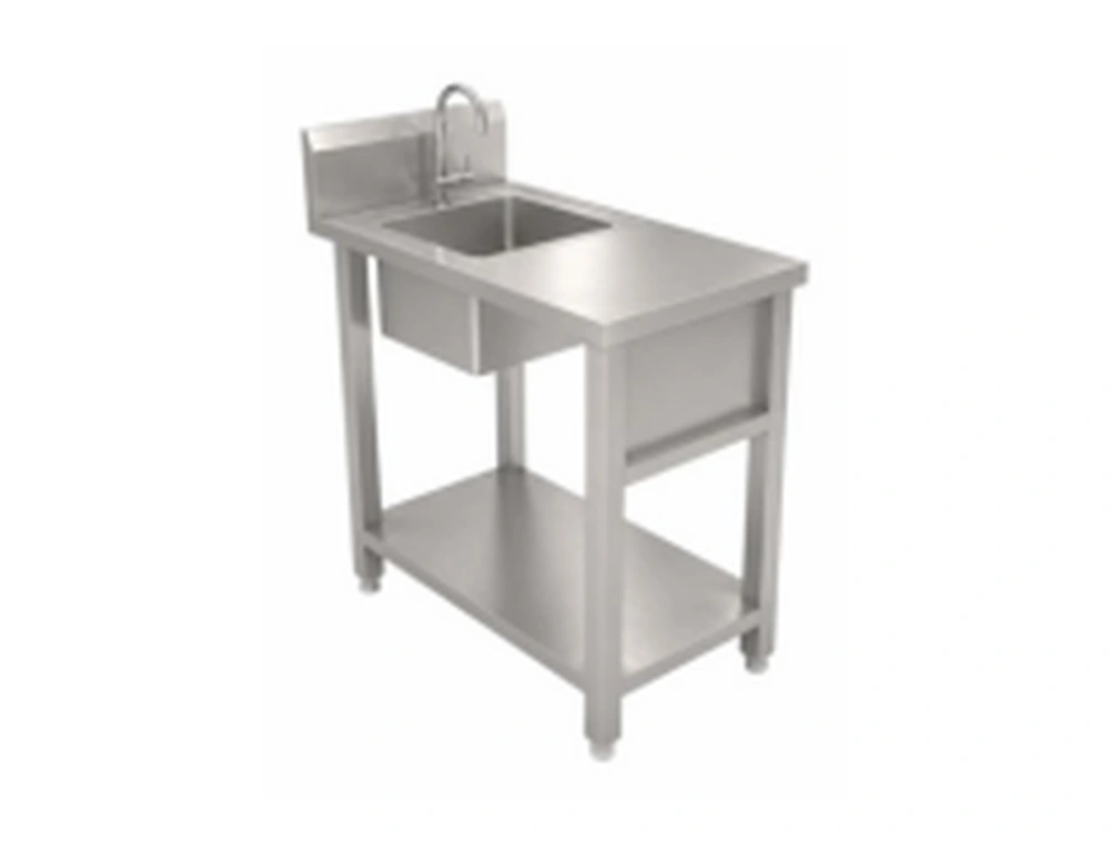 Stainless-steel work table with sink